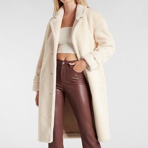 Faux Shearling Button Front Coat XL Express women’s coat $398 NWT Discontinued